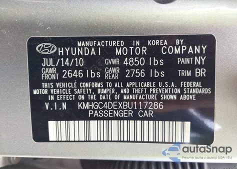 2011 Hyundai Genesis 3.8 из США, поврежденный, VIN KMHGC4DEXBU117286